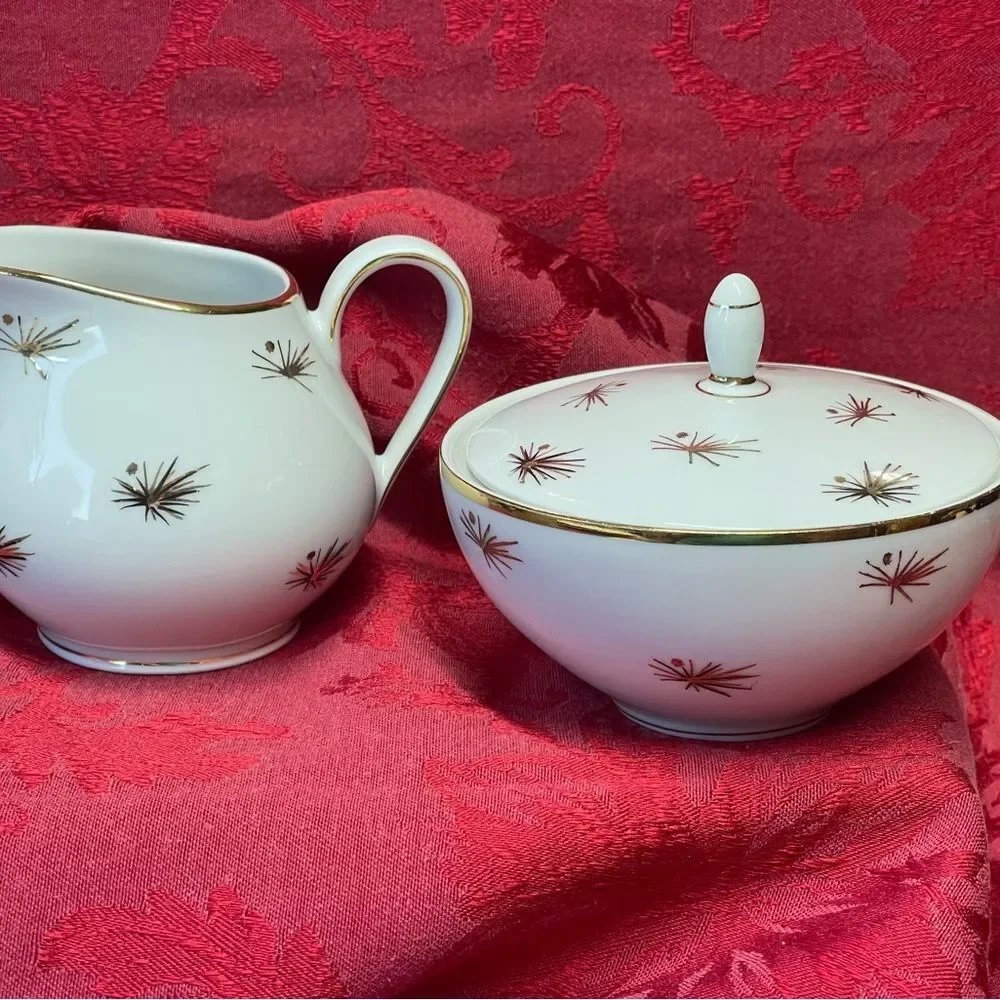 MCM Oscar Schaller & Co. Starburst Creamer and Sugar‎ Bowl with Lid. RARE!